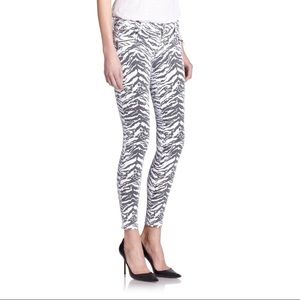 Hudson Spark Super Skinny Zebra Moto Jeans, Size 26, Gray White